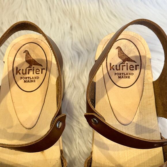 Kurier Charlie Mary Jane Clogs Leather High Heel Block Heel Wooden, Pecan Brown - Picture 10 of 14